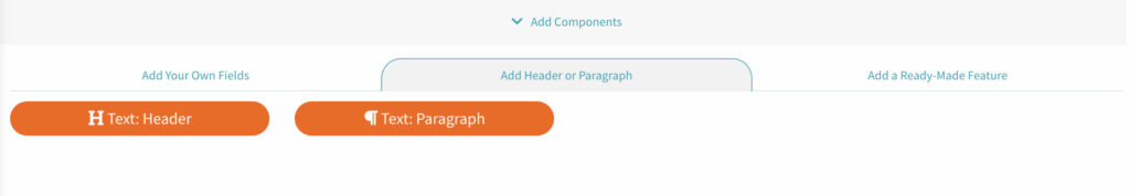 Component - Add Header or Paragraph